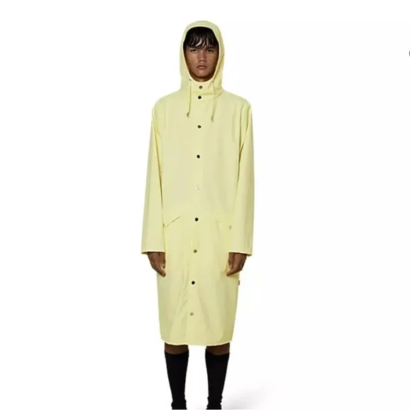 NWT RAINS Longer Jacket Raincoat XL Straw Yellow (Unisex) Waterproof MSRP $140 - Picture 4 of 6
